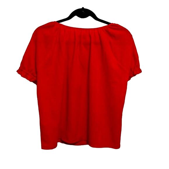 Madewell Red Texture & Thread Peasant Short puff sleeve Top size medium - Picture 8 of 8